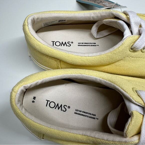 NWOB | TOMS | Alpargata Fenix Lace Up Sneakers | Yellow | Size 6 - Picture 9 of 14